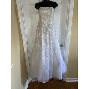 Cache Wedding Dress Quinceanera Irredentist Sequined Tulle Overlay Size XS
